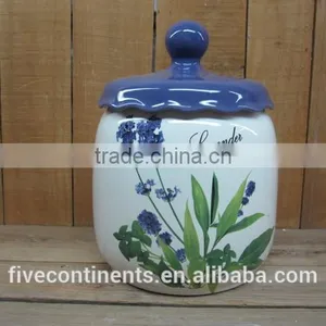Ceramic Material Pasta Food Storage Jar With Lavender Design thumbnail-1