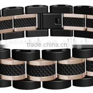Customer Mens Gold Black Power Element 316L Stainless Steel Bracelet With 2K Carbon Fiber thumbnail-4