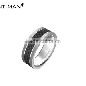 New Design American Style Custom Carbon Fiber Ring for Men Titanium Ring Band thumbnail-3