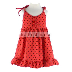Summer New Design Polka Dots Ruffle Dress Spaghetti Strap Girls Dress OEM Service Factory Direct Sale thumbnail-1