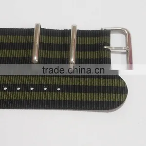 Black Grey Black Gray Stripe Nylon Canvas Wrist Watch Band thumbnail-2