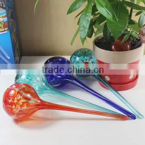 New Design Handmade Colorful Glass Plant Self-watering Timer Flower Pot thumbnail-1