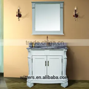 WTS-1066 35'' Antique Single Sink Solid Wood White Bathroom Vanity Cabinets thumbnail-6
