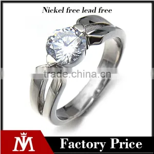 2016 Classic Women Wedding Band Jewelry Never Fade Stainless Steel Diamond Ring thumbnail-1