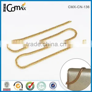 Fashion Yellow Gold Flat Tote Metal Handbag Chains Straps Purse Handle thumbnail-5