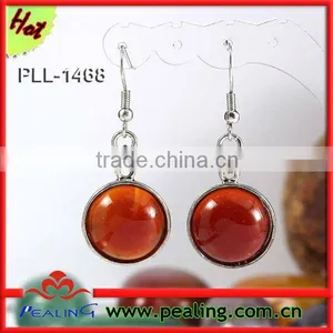 Charm Red Agate Crystal Stone Round Dangle Hook Stud Earring Earrings for Women thumbnail-1
