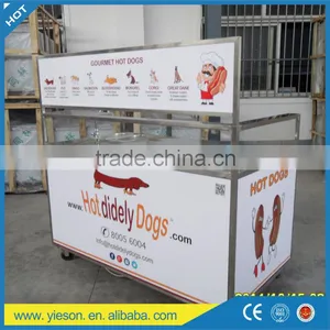 304 Stainless Steel Hot Dog Trolley Mobile Hot Dog Carts Food Cart for Sale thumbnail-2