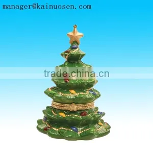 Handpainted Ceramic Christmas Tree Ornament Box/hanging Ornament thumbnail-1
