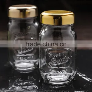 Glass Canning Jars With Golden Lips 240ml thumbnail-1