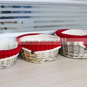 Wholesale Wicker Small Round Storage Home Decoration Baskets With Liner Small Willow Baskets for Baby thumbnail-1