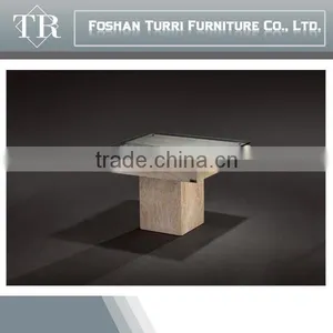 Luxury Furniture Glass Top Marble Base Square Coffee Table Center Table thumbnail-4