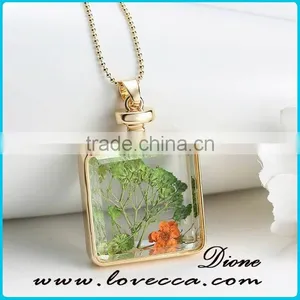 Wholesale Newest Dried Flower Pendant Women Gold Memory Necklace thumbnail-4
