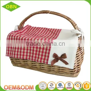 Simple and Practical Mini Wicker Hamper Basket China Wholesale Price Willow Wicker Picnic Basket With Handle thumbnail-1