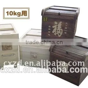 Natural Solid Wood Storage Box With Lid Kitchen Use Wooden Container Wood Rice Box thumbnail-3