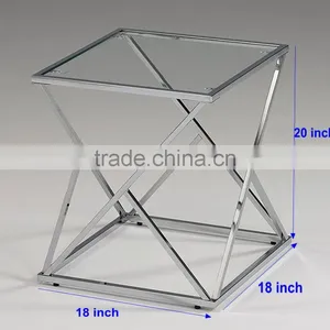 Simple Design Stainless Steel Chrome Coffee Table With Metal Square Frame thumbnail-1
