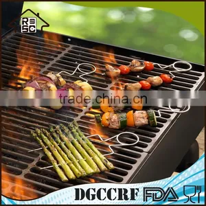 Free Sample Double Raft Stainless Steel Bbq Skewers Set of 4, Vegetable Bbq Skewers Kabobs, Chinese Bbq Skewers for Sale thumbnail-1