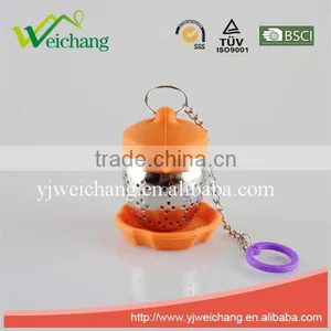 WCA291 Good Quality Tea Infuser Strainer Handle With Steel Ball Silicone With Tray thumbnail-1
