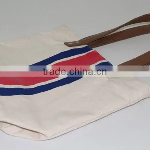 2015 Premium Cotton Canvas Bag With Leather Handle Women's Casual Cotton thumbnail-5
