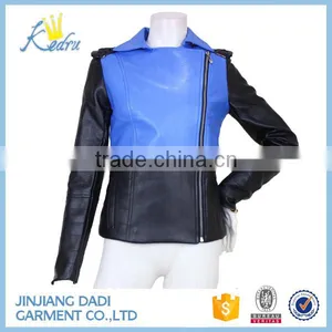 2016 New Designs for Women Fashionable Morden Style Leather Jacket thumbnail-1