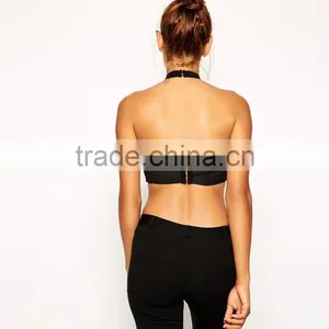 Latest Arrival Open Back Crop Top With Halter Neck In Crepe thumbnail-2