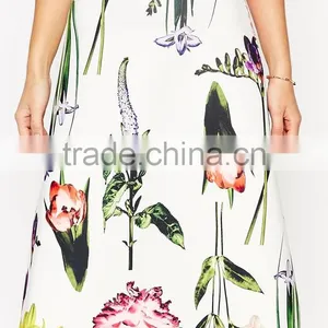 Midi Skirt In Taffeta Fabric With Botanical Floral Print thumbnail-3