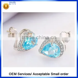 925 Sterling Silver Heart Sharp Fashion Earring cz Diamond Engagement Wedding Earrings thumbnail-6