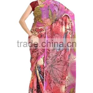 Digital Flower Printed Designer Styles Saree in Georgette Fabric thumbnail-4