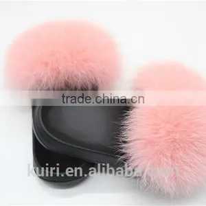 Women Fur Slippers Luxury Real Fox Fur Beach Sandal Shoes Fluffy Comfy Furry Flip Flops Fslipper-1 thumbnail-2