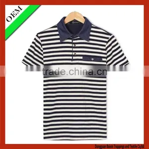 High Quality Stripe Polo T-shirt With Short Sleeve thumbnail-1
