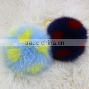 Fashion Luxury Genuine Fox Body Fur Pom Poms Keychain High Quality Bag Charm Accessory Key thumbnail-1
