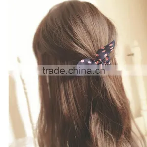 Fashion Rabit Ears Elastic HairBands Dot Print Chiffon Hair Ring thumbnail-4