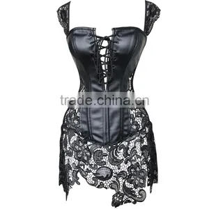 Instyles Plus Size Faux Leather Lace Venice Corset G-string Wet Look Clubwear Lingerie thumbnail-3