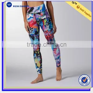 2017 New Deign High Waist Printing Yoga Sexy Tight Legging Women Sport Legging thumbnail-1