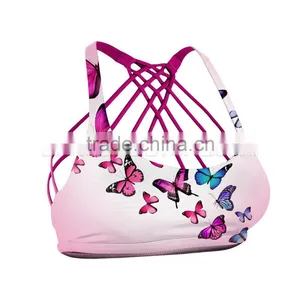 Butterfly Baby Pink Sports Fitness Bra thumbnail-1