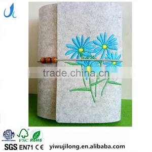 Novel Logo Custom Felt Cover With Embroidery Spiral Binding Dairy Notebook With Elastic Band thumbnail-1