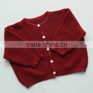 B22268A Hot Sale Baby Pure Color Cardigan Sweater Sweet Pineapple Grain Knit Sweaters thumbnail-3