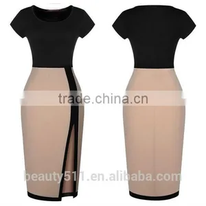 Ladies Formal Elegant Fitting Sexy Short Sleeve Splicing a Hip Dress and a Short Short-sleeved Pencil Skirt PS02 thumbnail-2