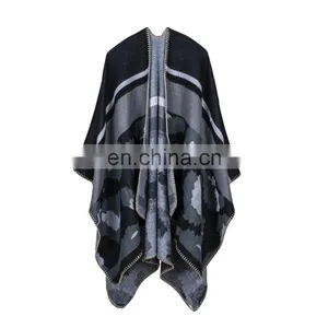 Madam Leopard Print Cashmere Scarf Triangle Needle Hem Multifunctional Cloak thumbnail-1