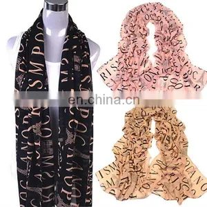 Initial Printing Chiffon Women Scarves Yarn Trendy Yiwu Stocking Fashion New Design Scarf thumbnail-1
