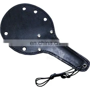 HMB-599B LEATHER PADDLE SPANKING WHIPS BLACK thumbnail-1