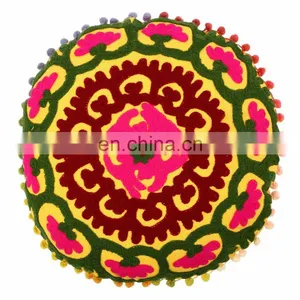 Indian Vintage Suzani Cushion Cover Embroidered 16x16'' Pillow Case Decorative thumbnail-1