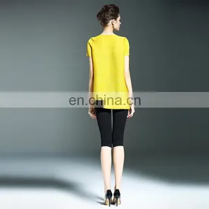 New Fashion Women Summer Short Sleeve Blouse Pleates Clothes thumbnail-4