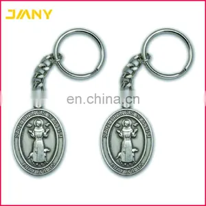 Custom Antique Gold or Silver Plated St Francis of Assisi Keychain Christian thumbnail-3