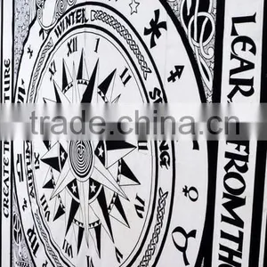 Indian Tapestry Cotton Bedding Bedsheet Cycle Of Ages Zodiac Print Wall Hanging Tapestries Throw Mandala Print thumbnail-4