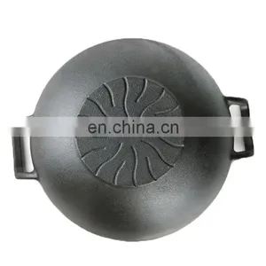 Big Size Camping Pot With Wood Lid Chinese Cast Iron Woks Pan thumbnail-4