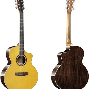 Hot Selling YAN/OEM Y-41JF 41 Inch Acoustic Guitar (Spruce Solid Top, Walnut Back&Sides) With Maple+Fishing Line Soundhole Rosette & Glossy Finish thumbnail-1
