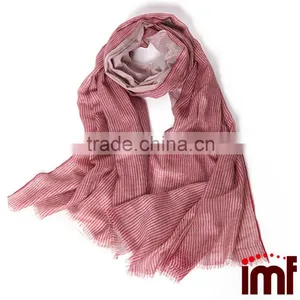 Peach And Grey Stripe Cashmere Shawl thumbnail-1