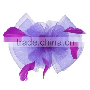 Fancy Net Bow Feather Hair Fascinator/Clip/Barrettes thumbnail-1