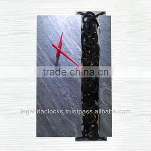 26 Inch Long Wall Clock, Stone Veneer Clock, Chrome Plated Wall Clock, Designer Clock, Unique Clock thumbnail-1