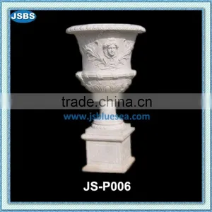 Cheap Hand Carved White Marble Cup Shaped Garden Planter thumbnail-1